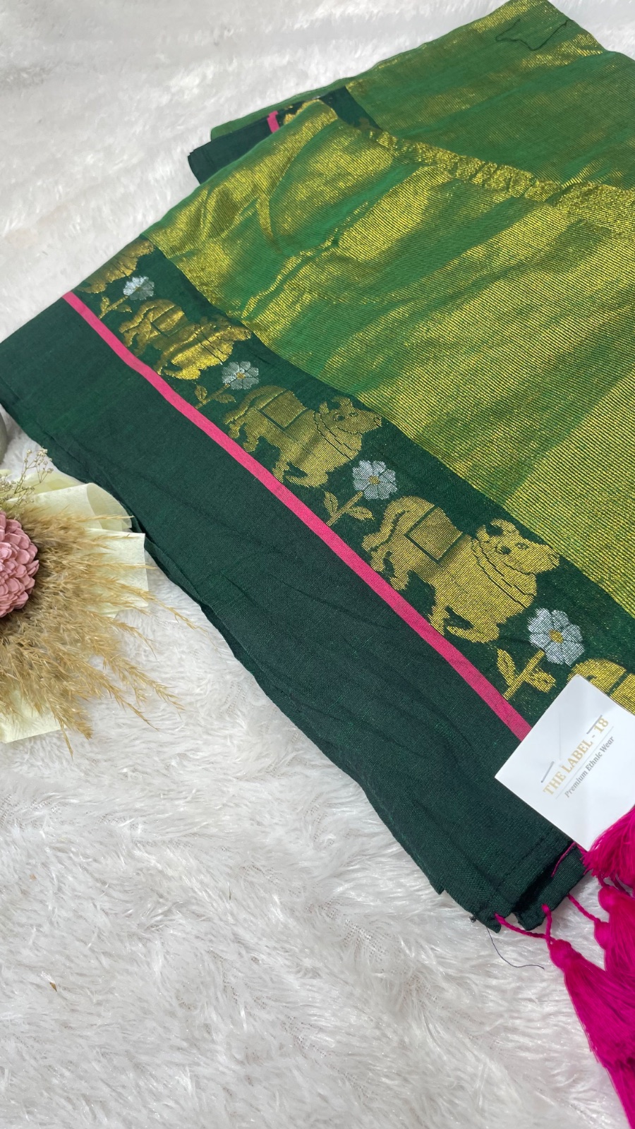 Cow pattern cotton saree angle 2
