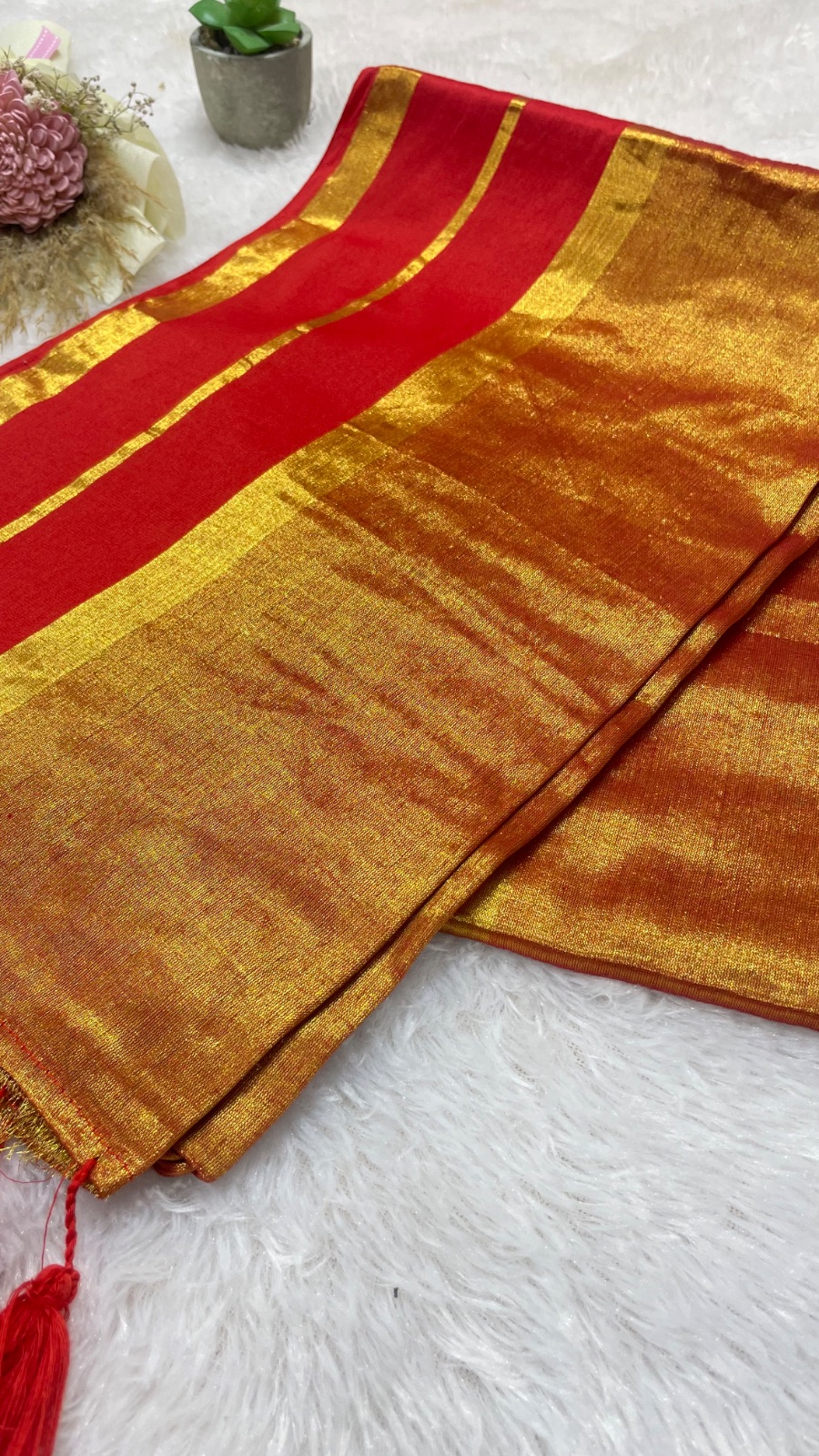Reddish with gold saree angle 2