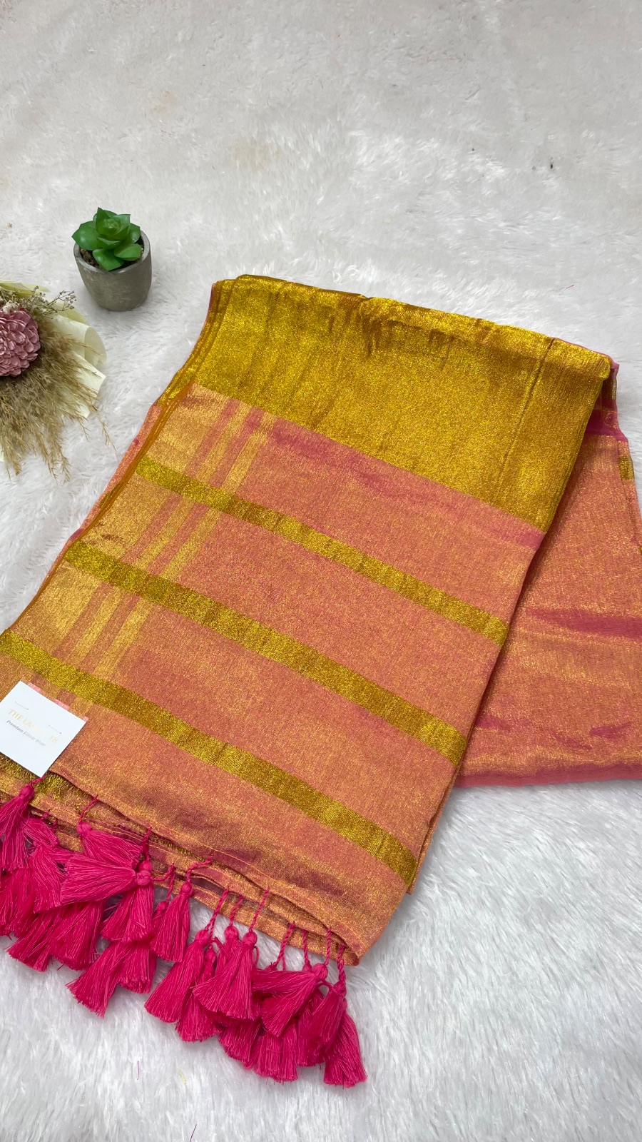 Golden sheen saree pink