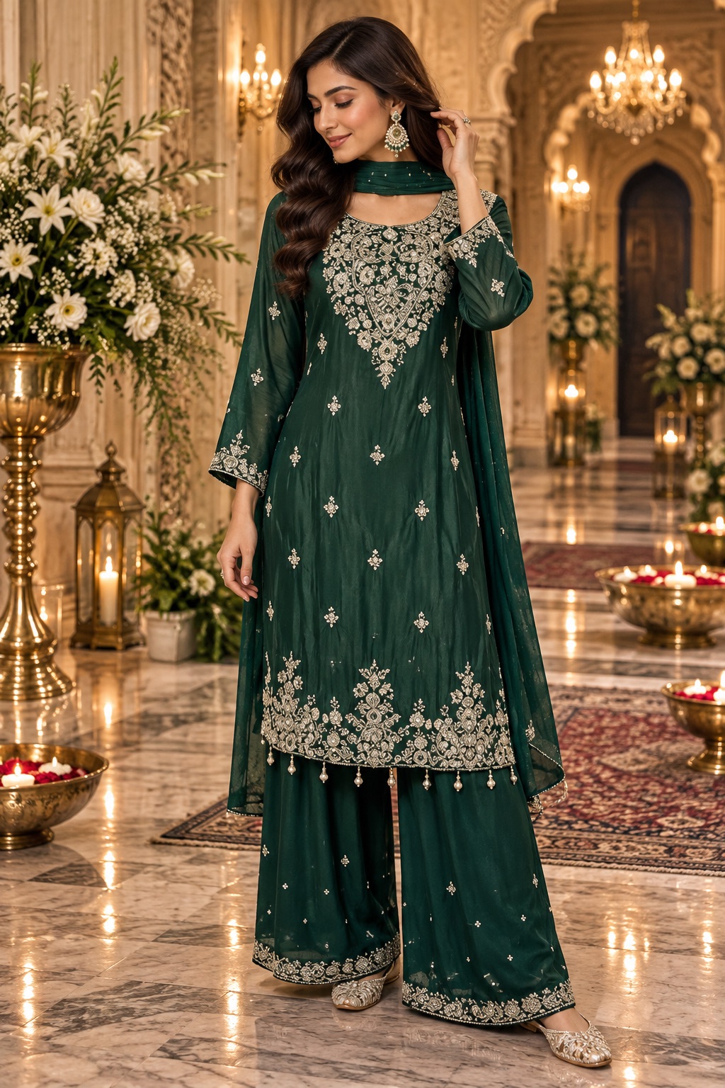 Green kurti set