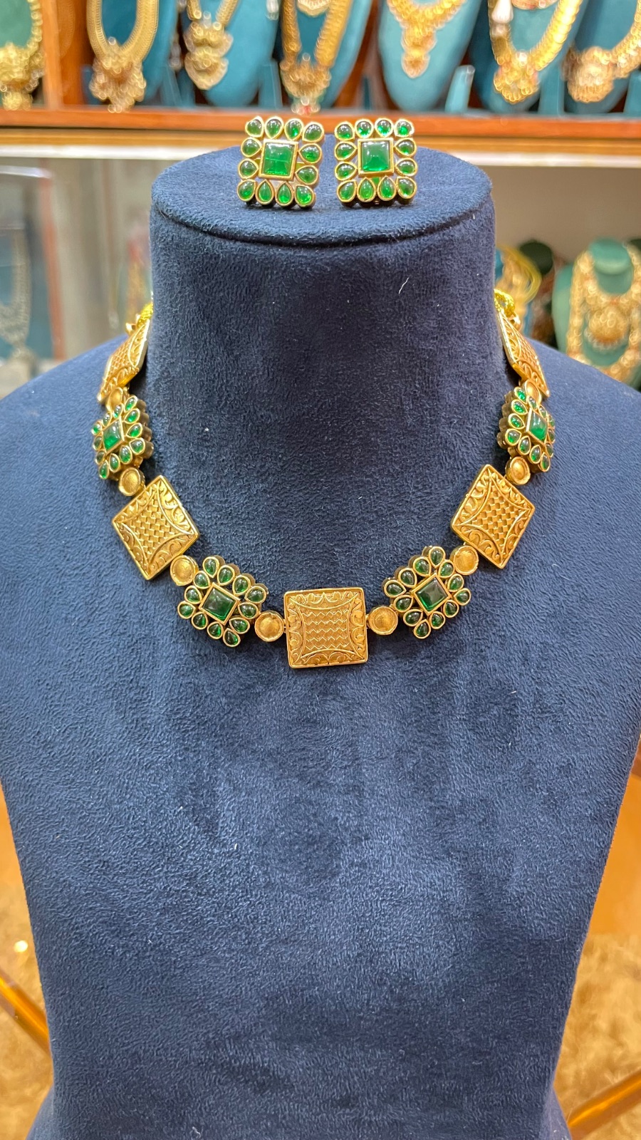 Green motifs square shaped design