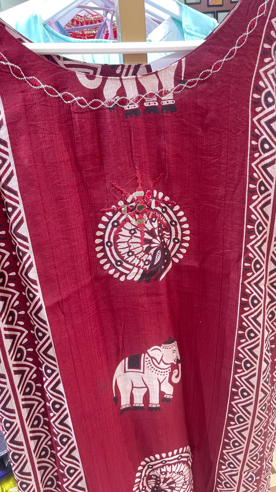 Two piece kurti set in Maroon