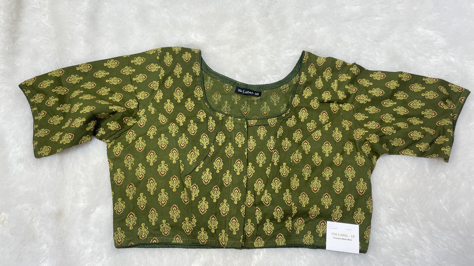 Cotton blouse without lining in Olive