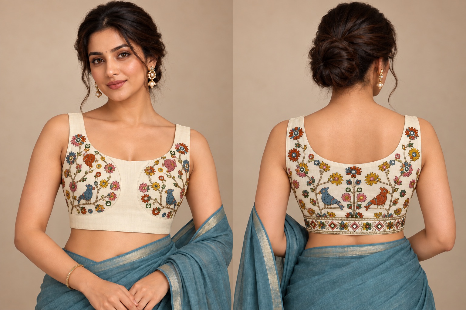 Sleeveless embroidery blouse