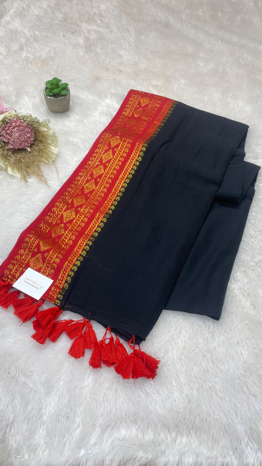 Red cotton saree