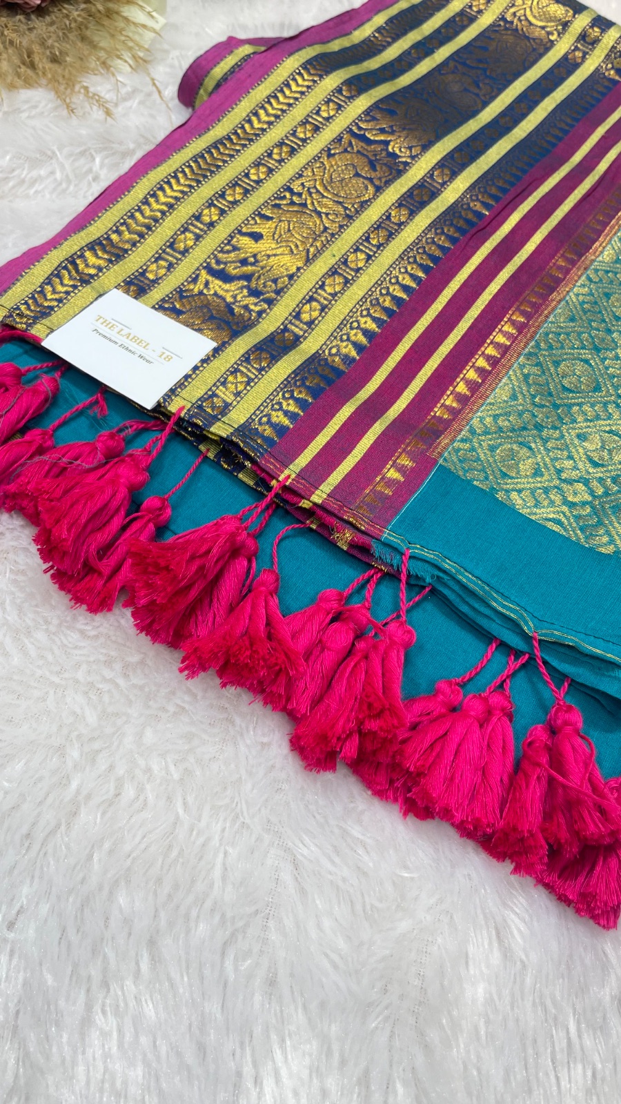 Blue cotton saree angle 2
