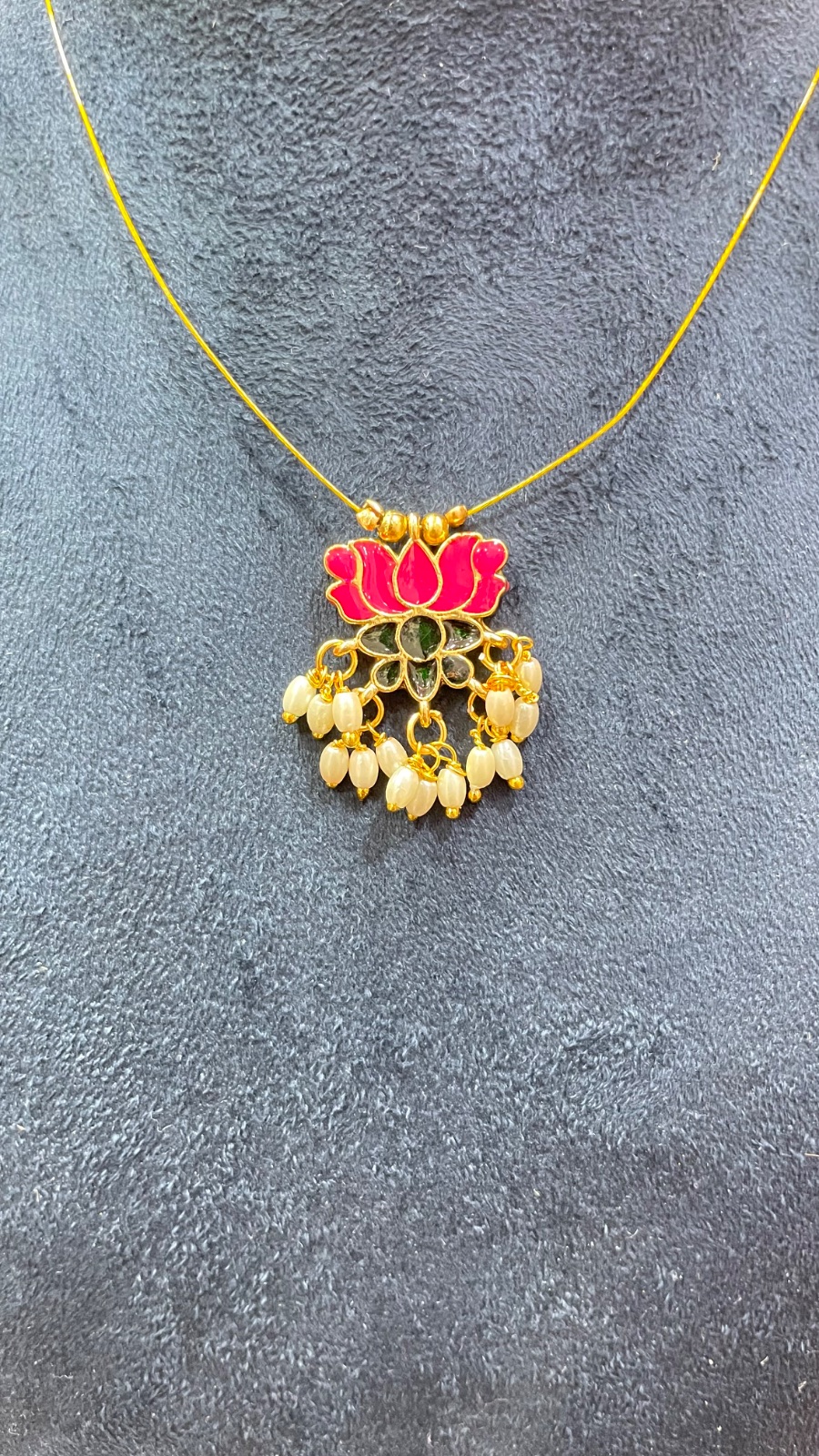Invisible chain necklace lotus design angle 2