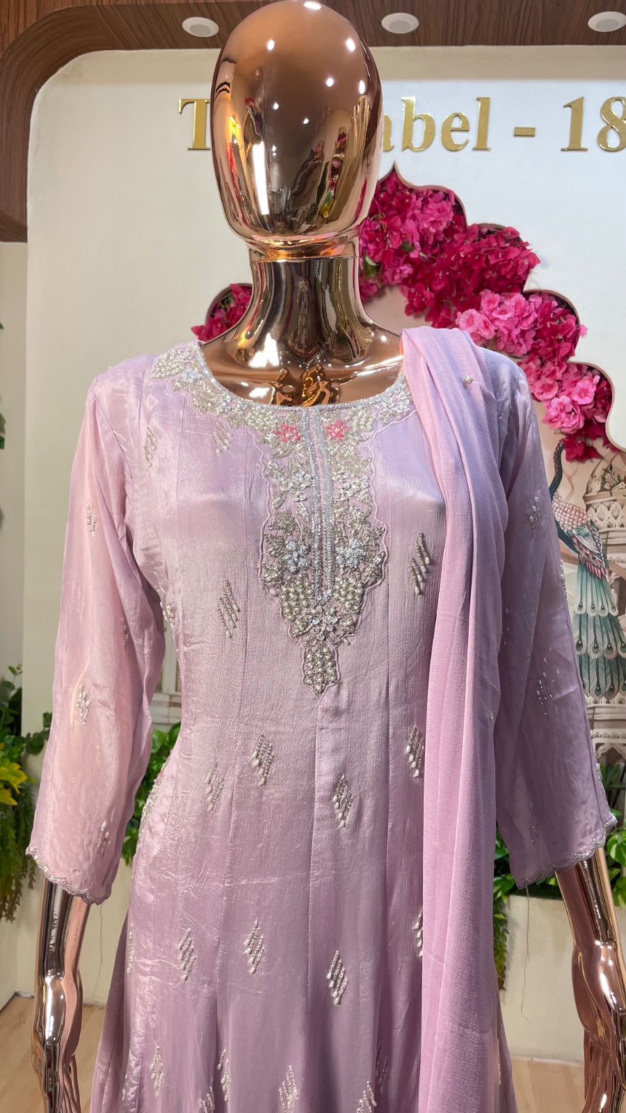 Light lavender Anarkali dress angle 2