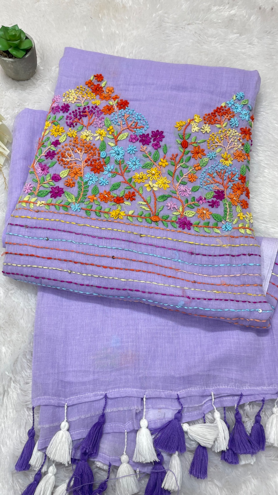 Embroidery cotton saree