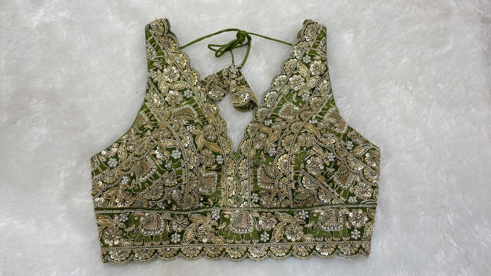 Mehendi green work blouse