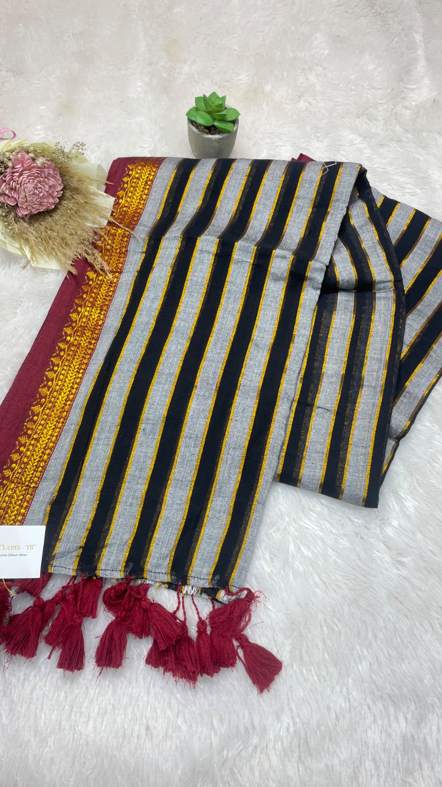 Grey colour cotton saree