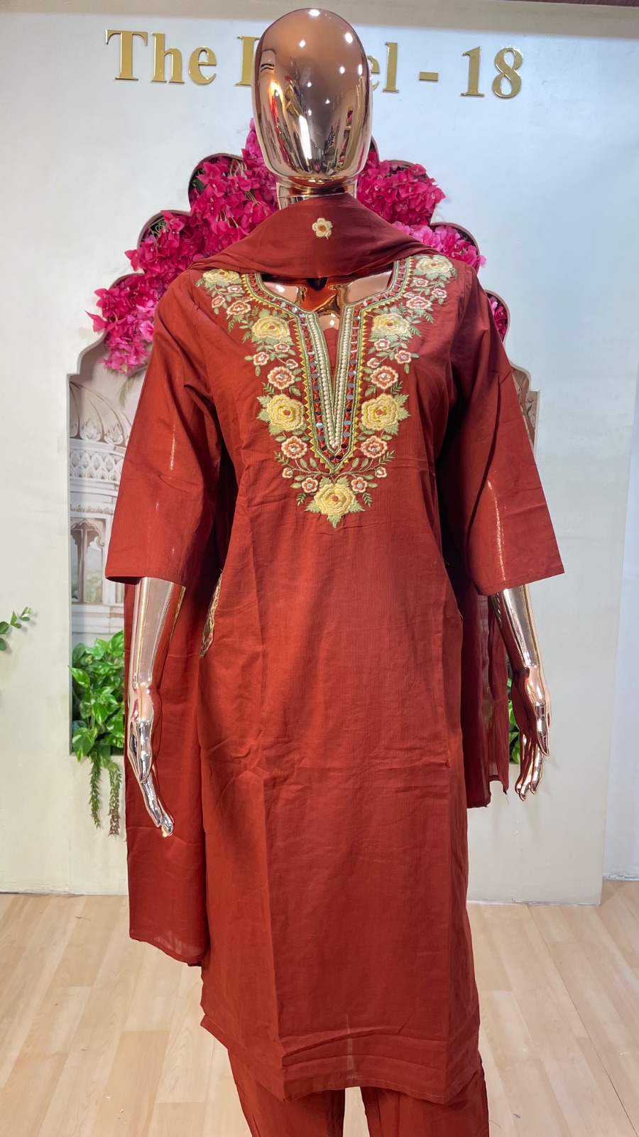 Rust Orange kurti set angle 2