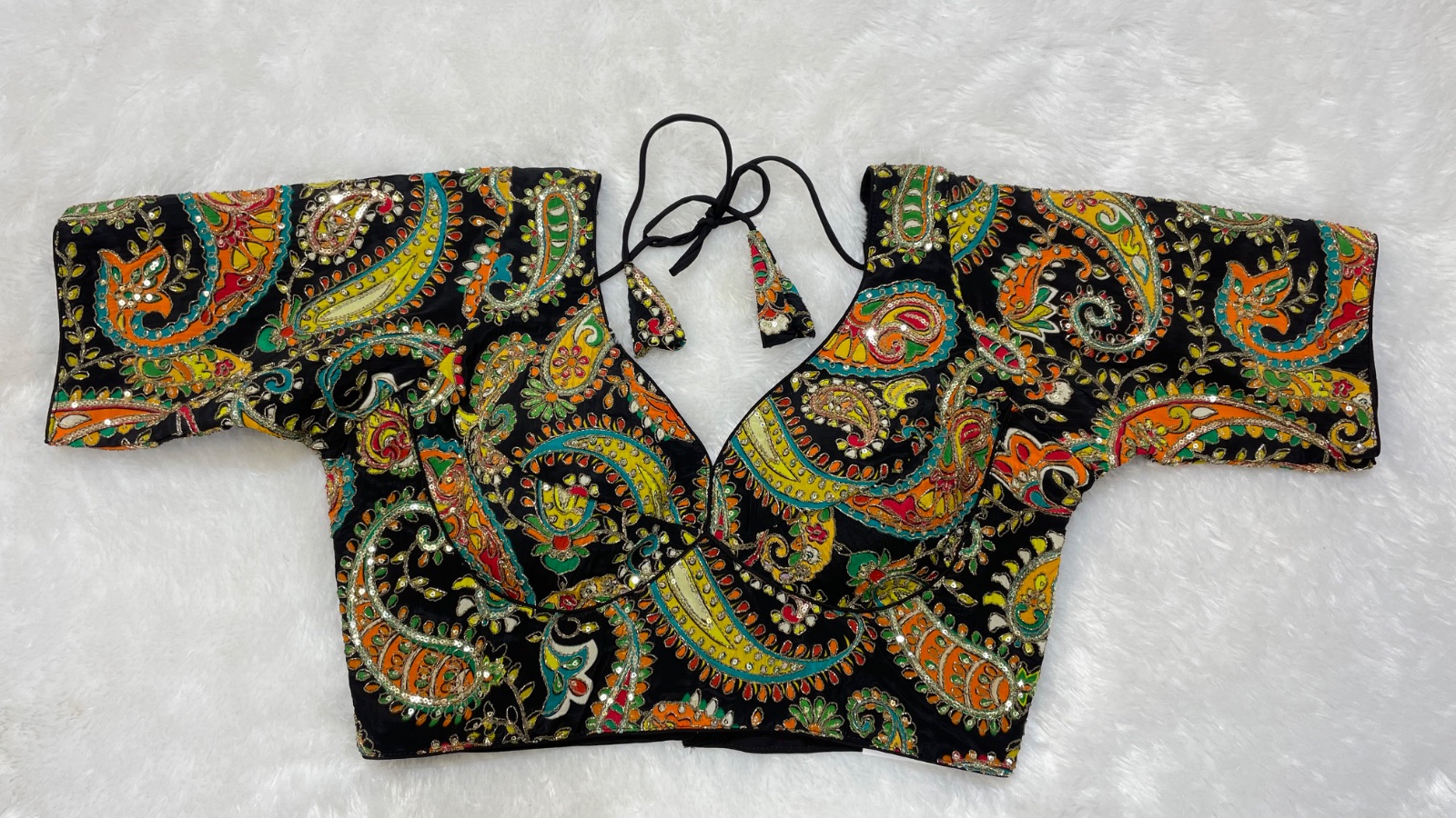 Embroidery , shimmering sequin blouse angle 2