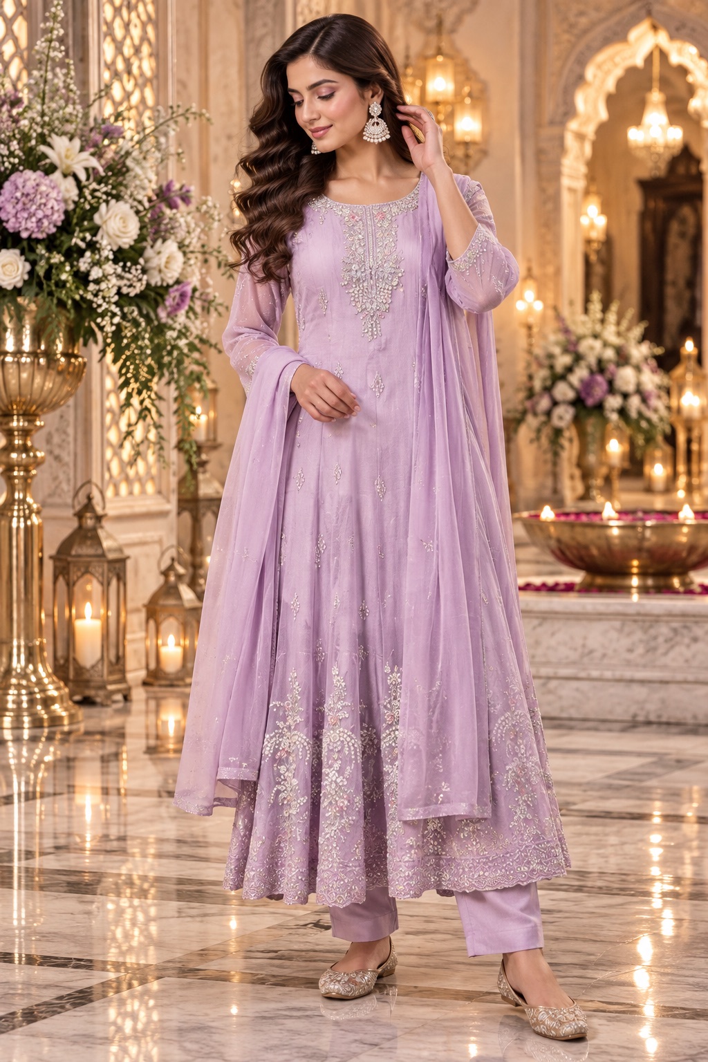 Light lavender Anarkali dress