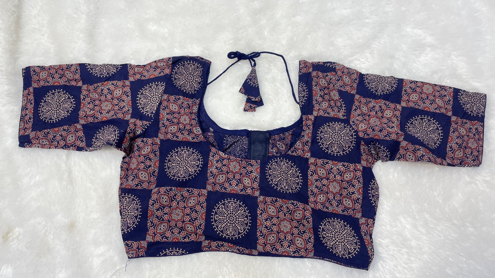 Cotton blouse without lining in Navy Blue