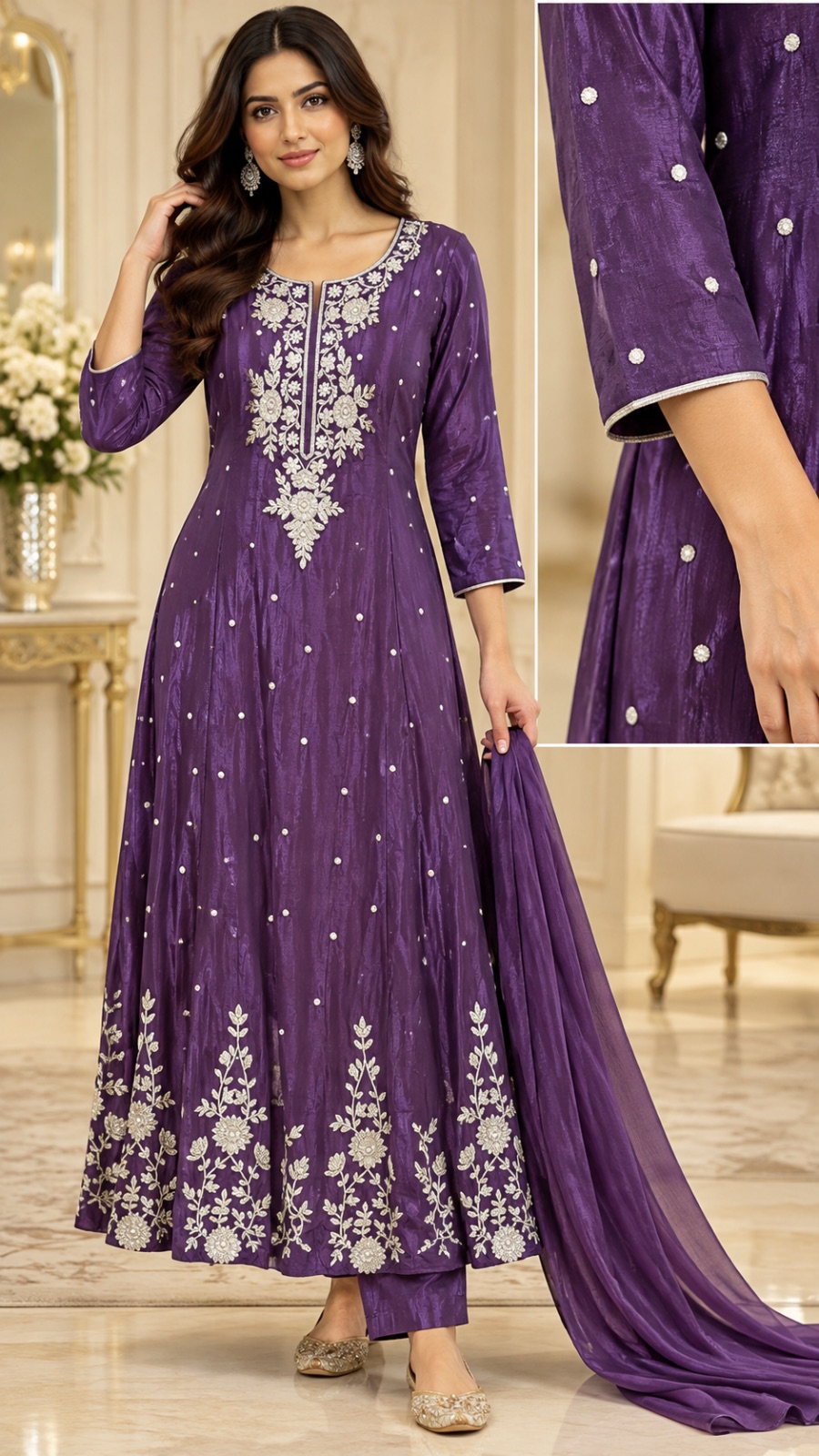 Grape wine party wear dress angle 3