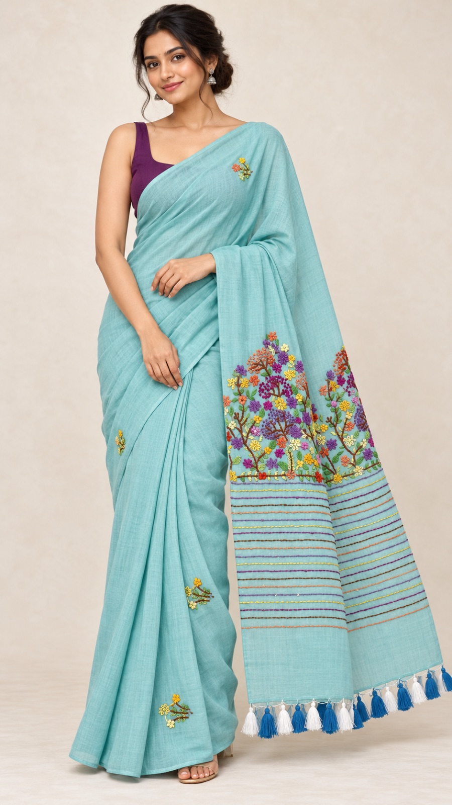 Embroidery cotton saree