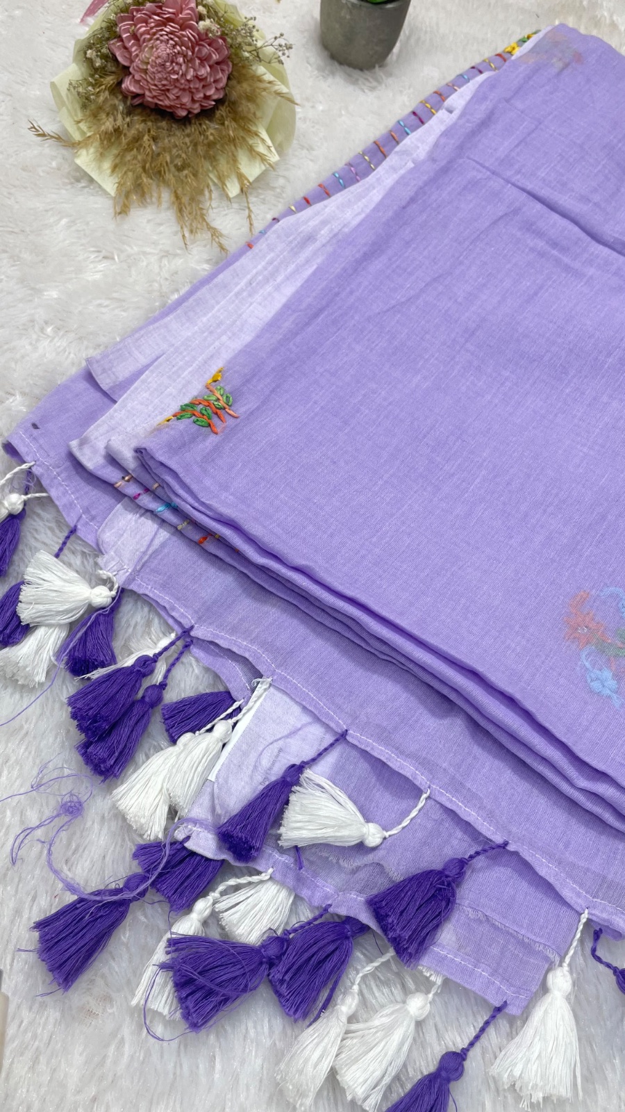 Embroidery cotton saree angle 3