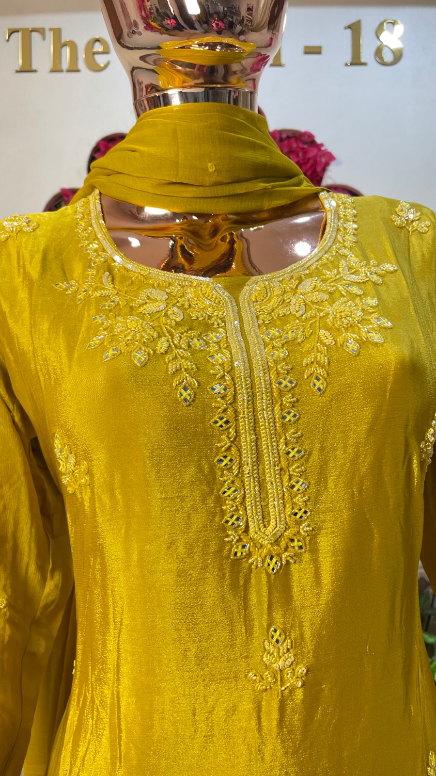 Mustard yellow kurti set angle 2