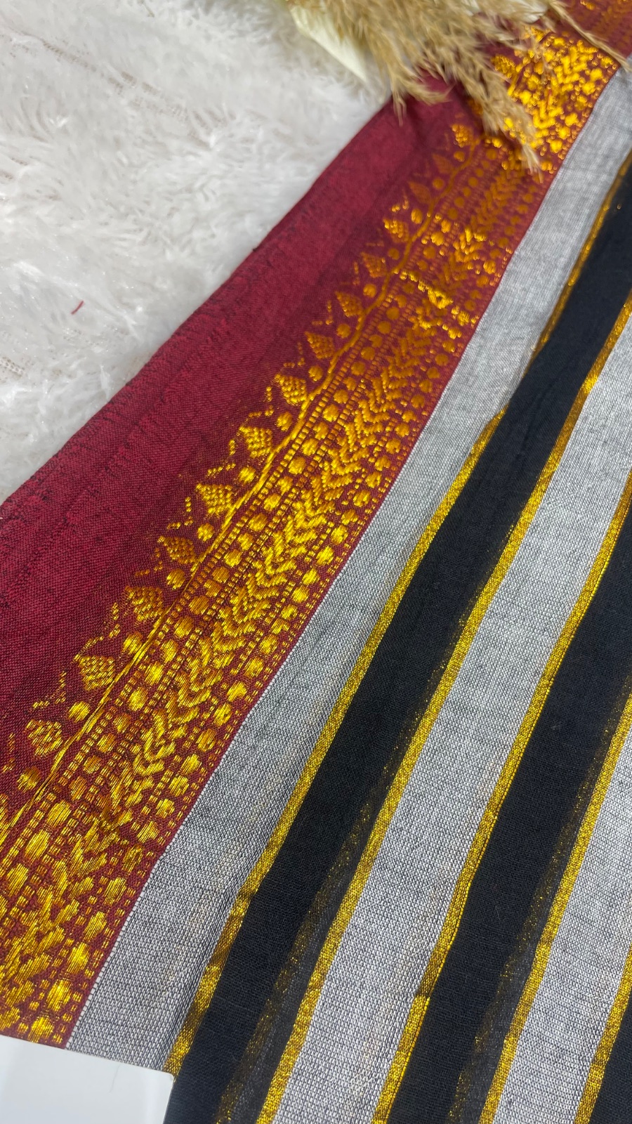 Grey colour cotton saree angle 2