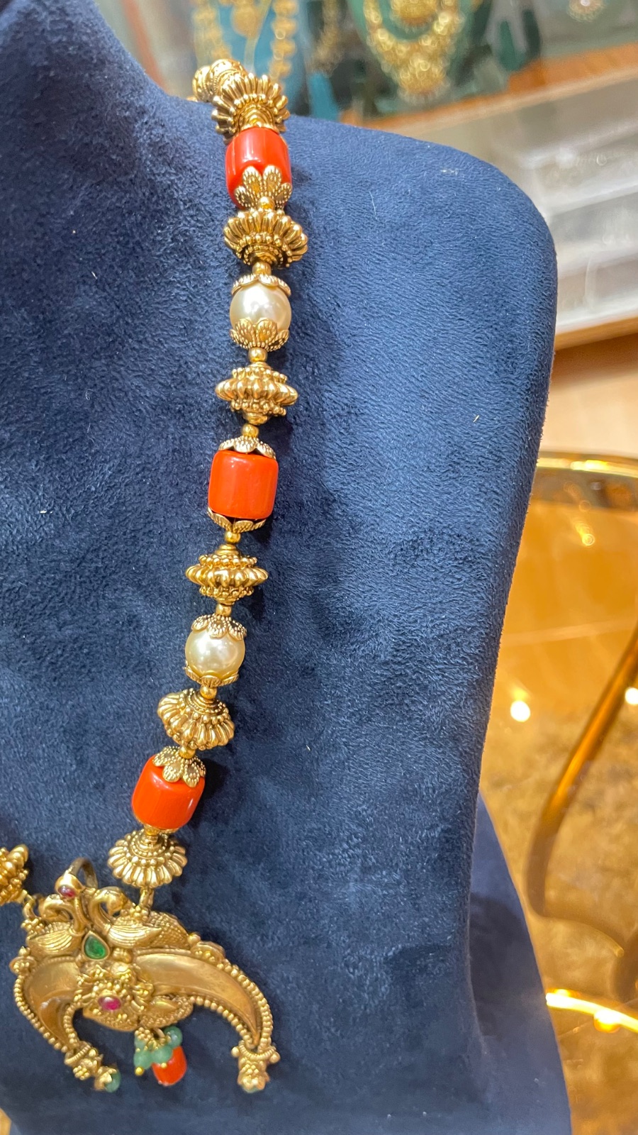 Coral and golden beads haram angle 3
