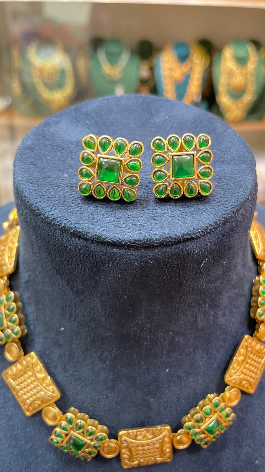 Green motifs square shaped design
