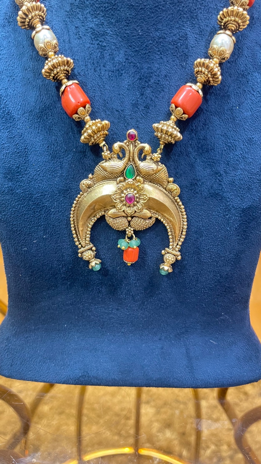 Coral and golden beads haram angle 4