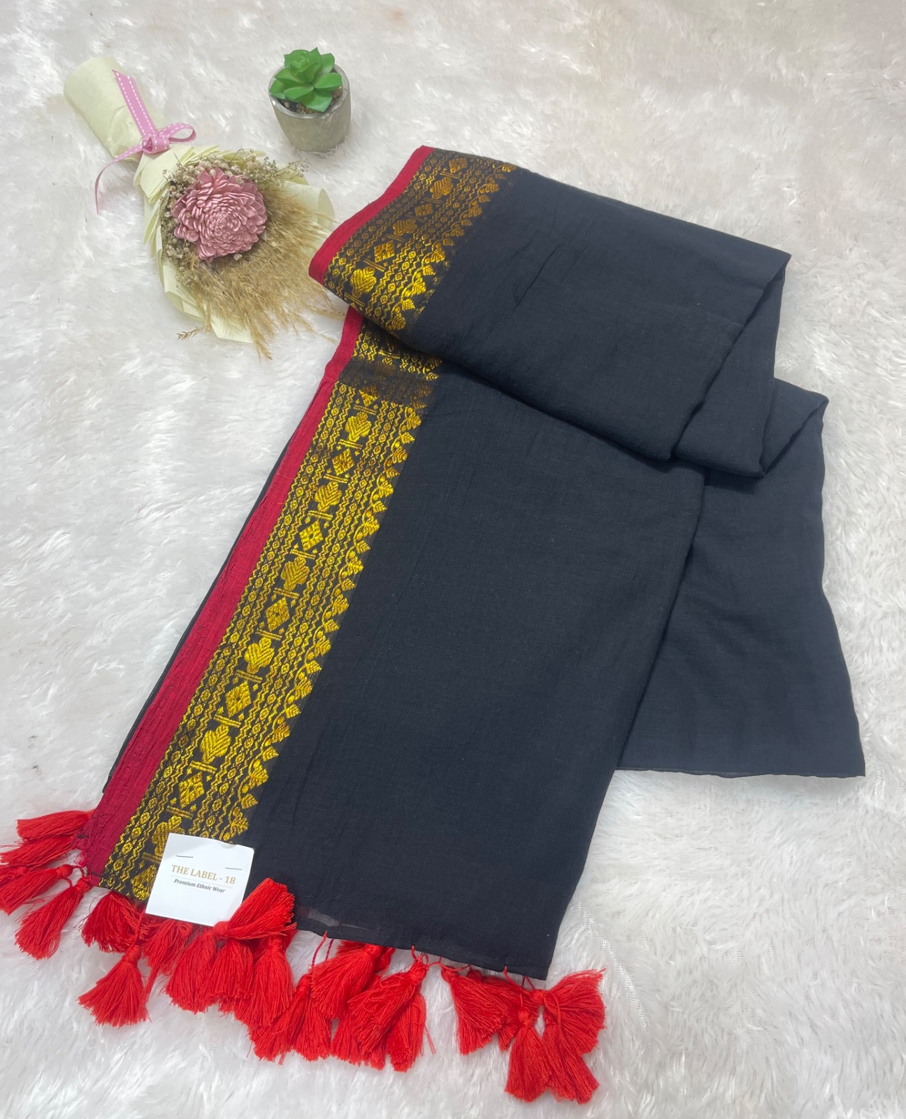Black cotton saree