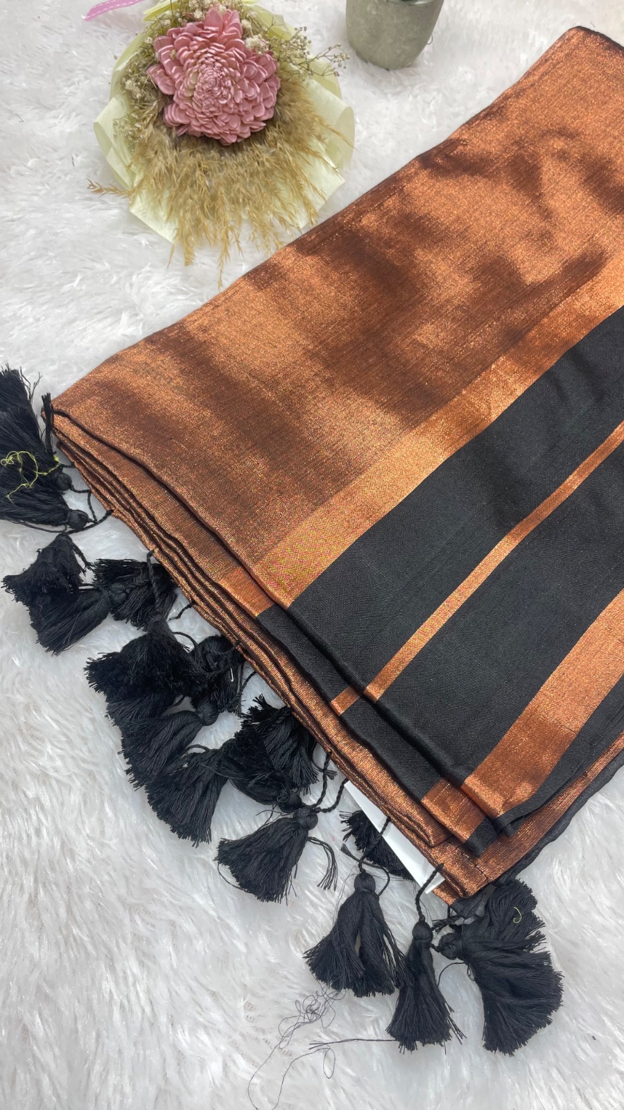 Blackish with gold saree