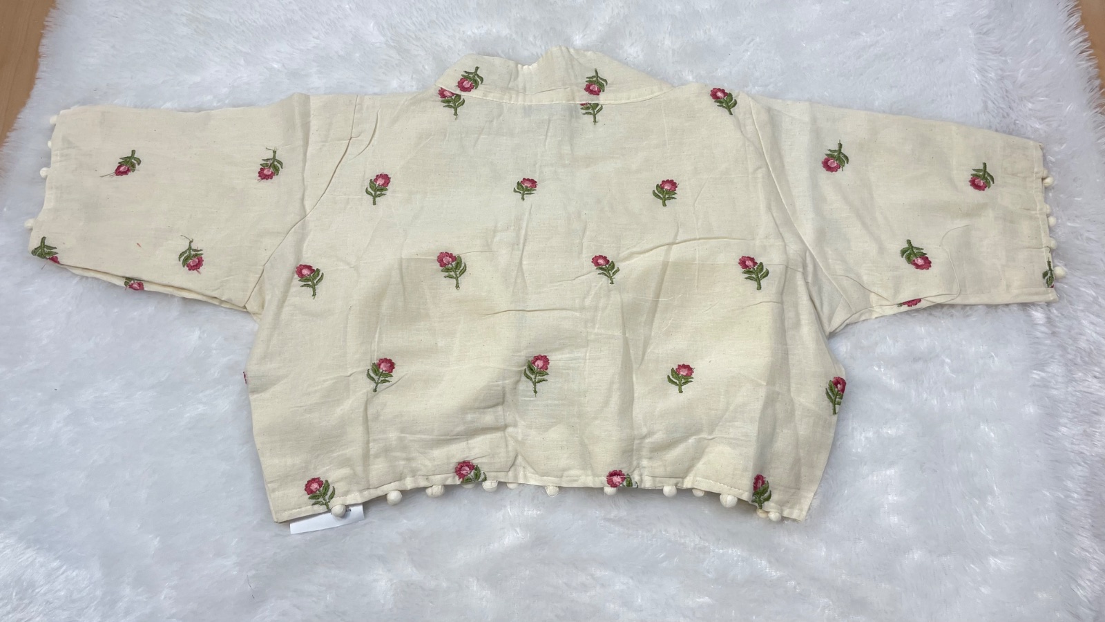 Cotton blouse with small embroidery motif angle 2