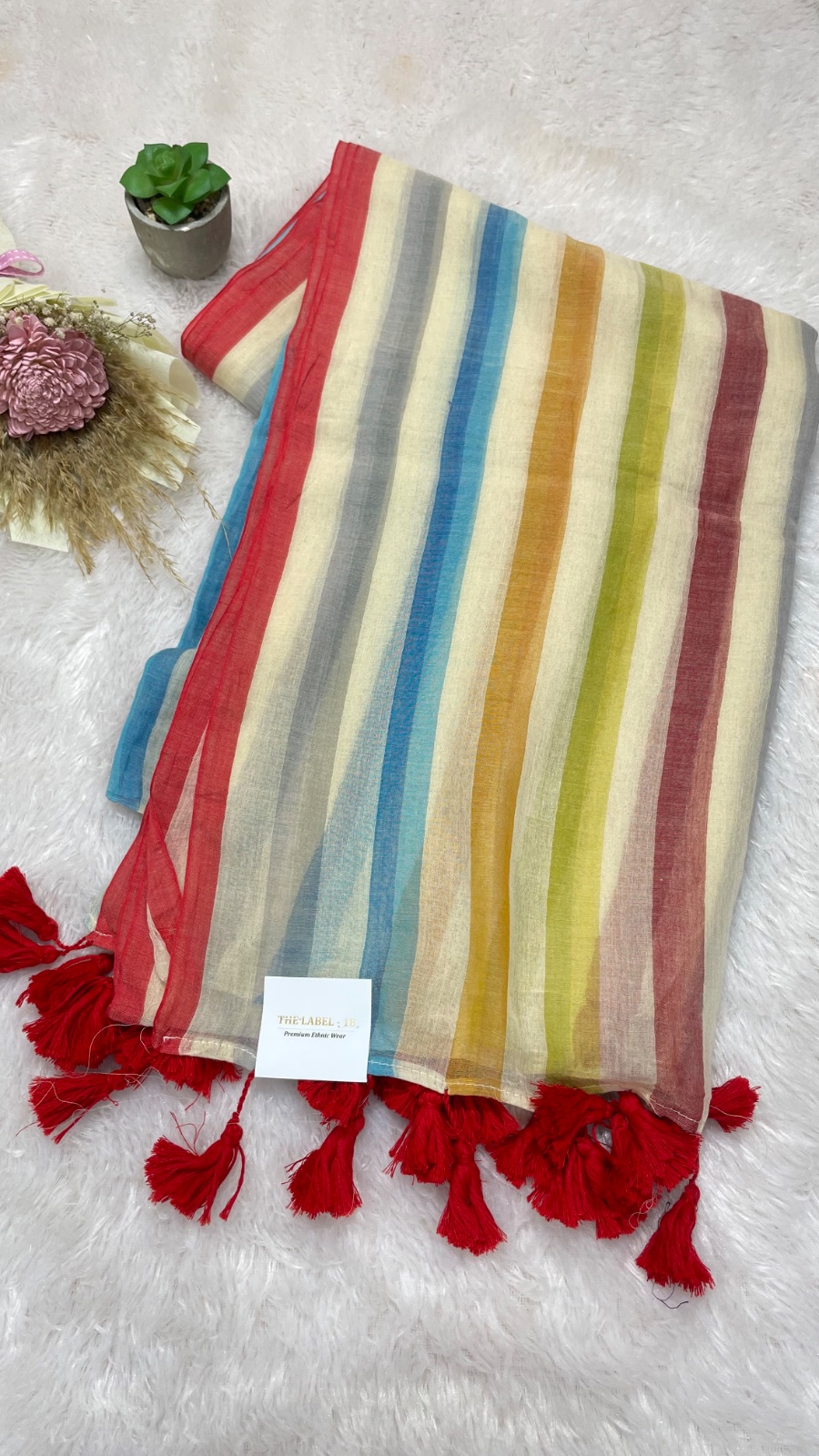 Ivory cotton saree