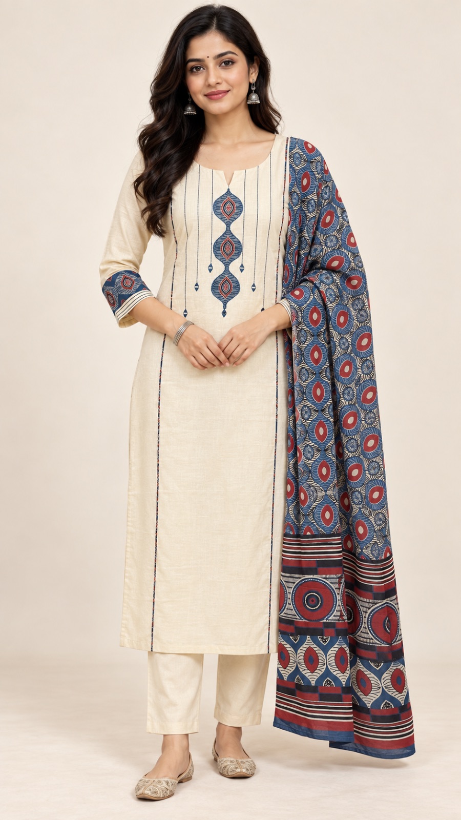 Cream Lenin dress