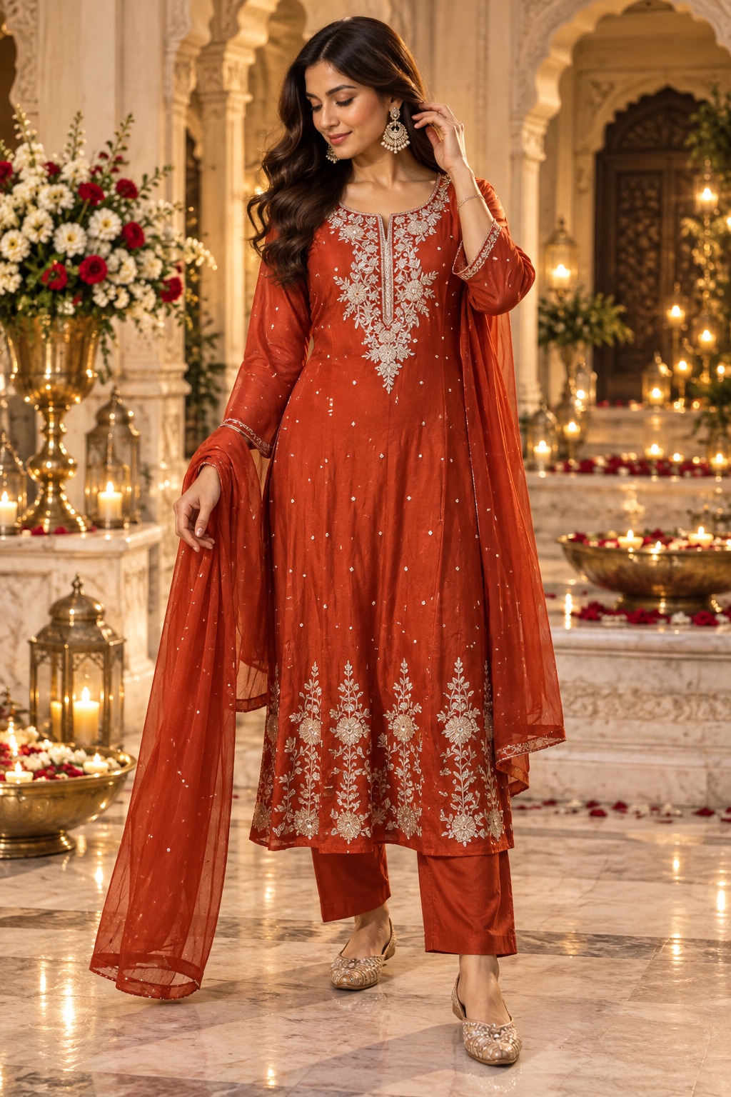 Orange Anarkali dress