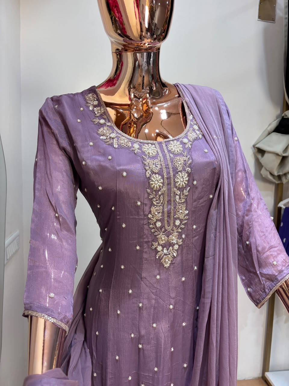 Lavender Anarkali dress angle 2