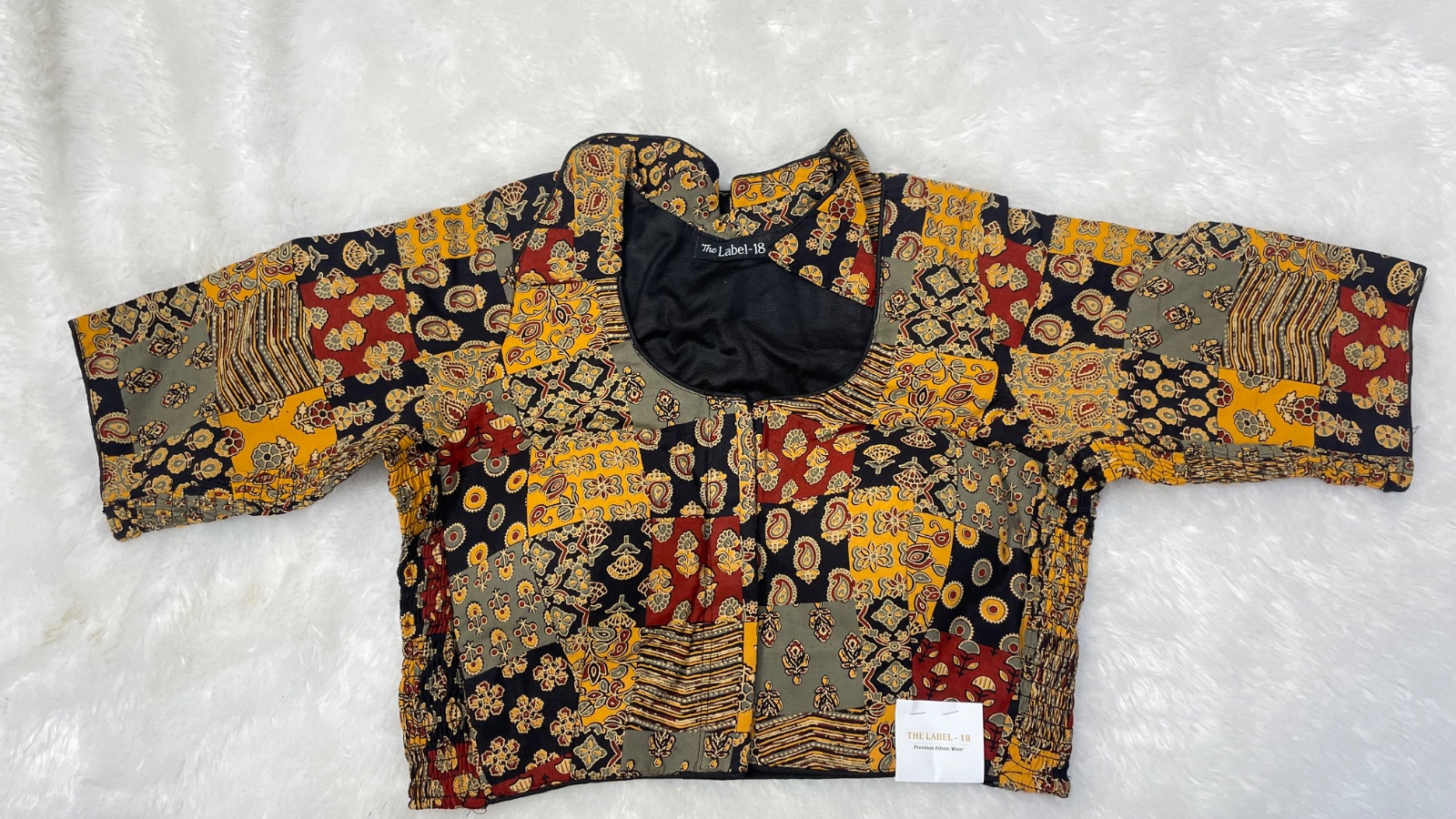Side elastic cotton blouse