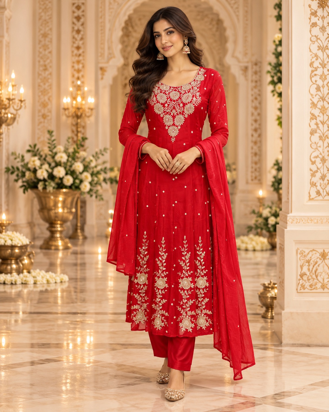 Red Anarkali dress