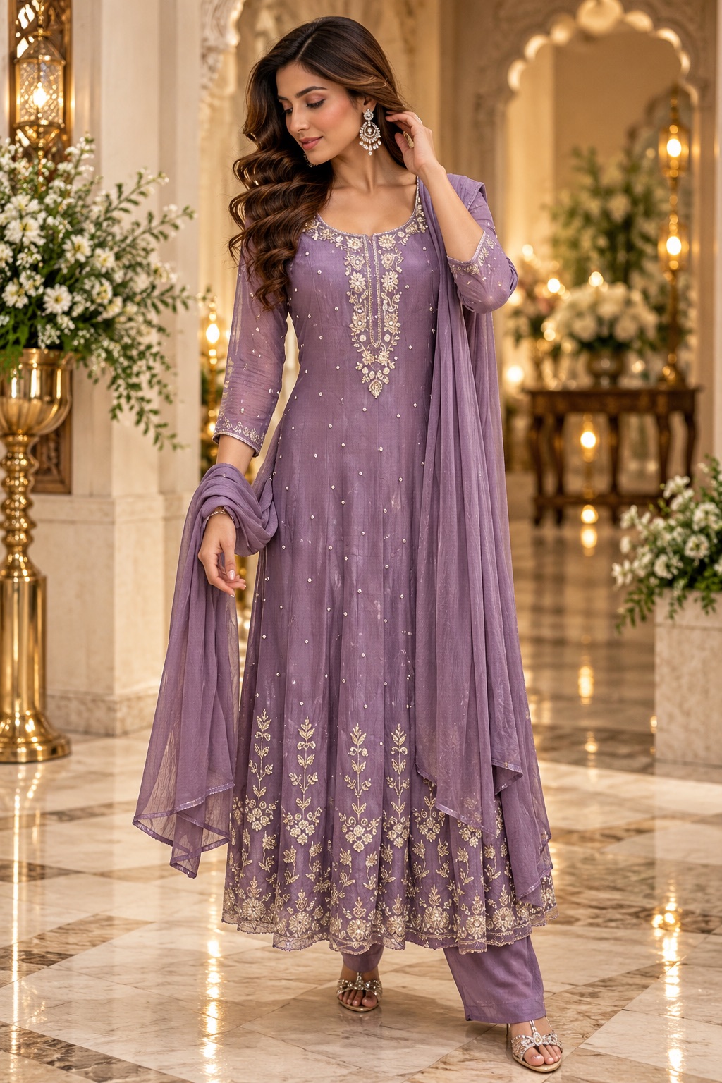 Lavender Anarkali dress