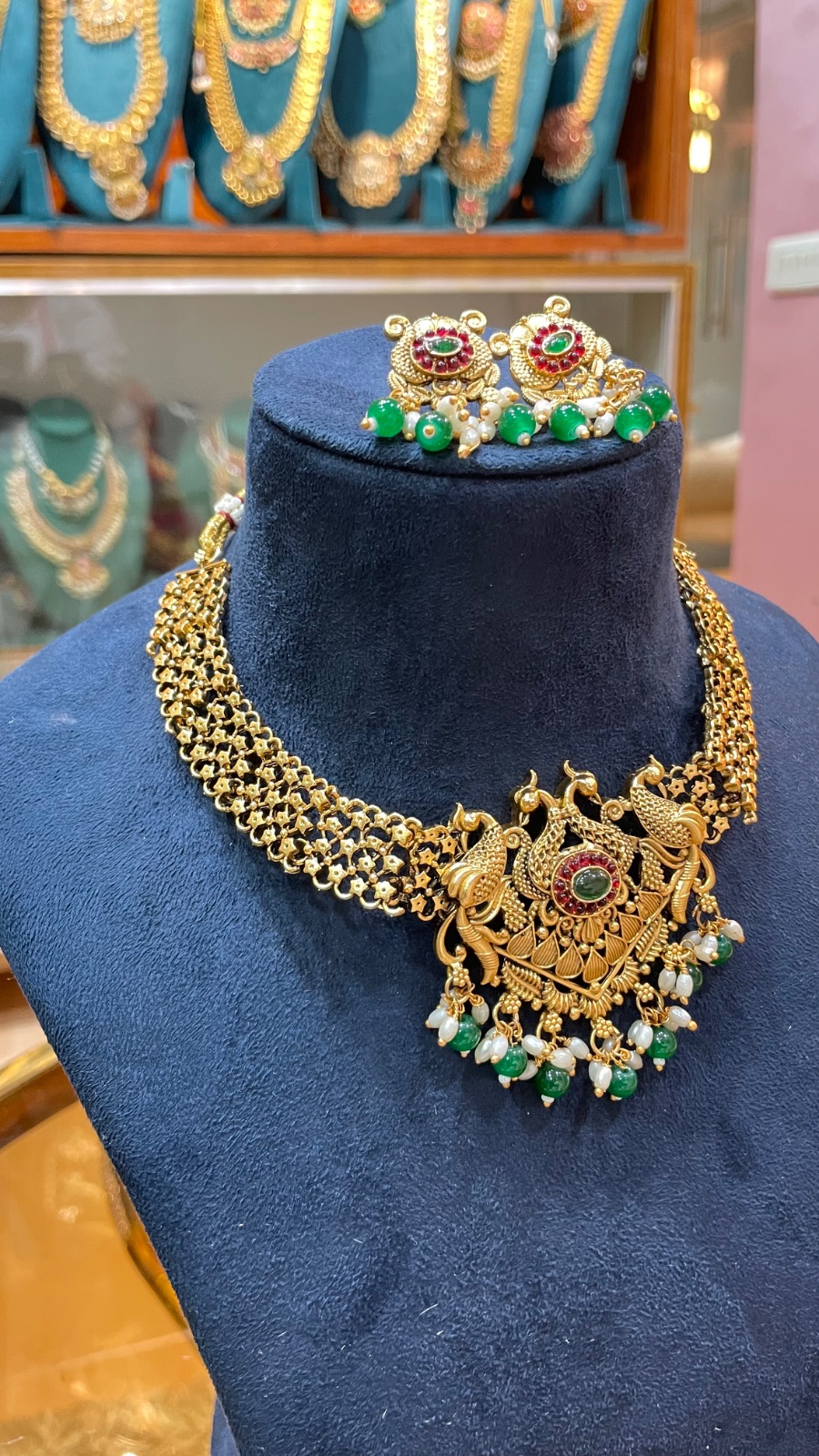 Peacock design necklace angle 3