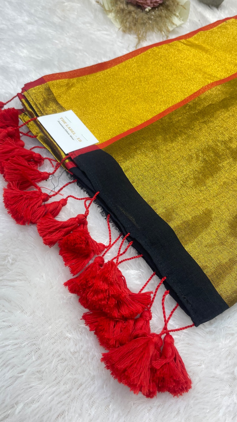Gold border black saree angle 5