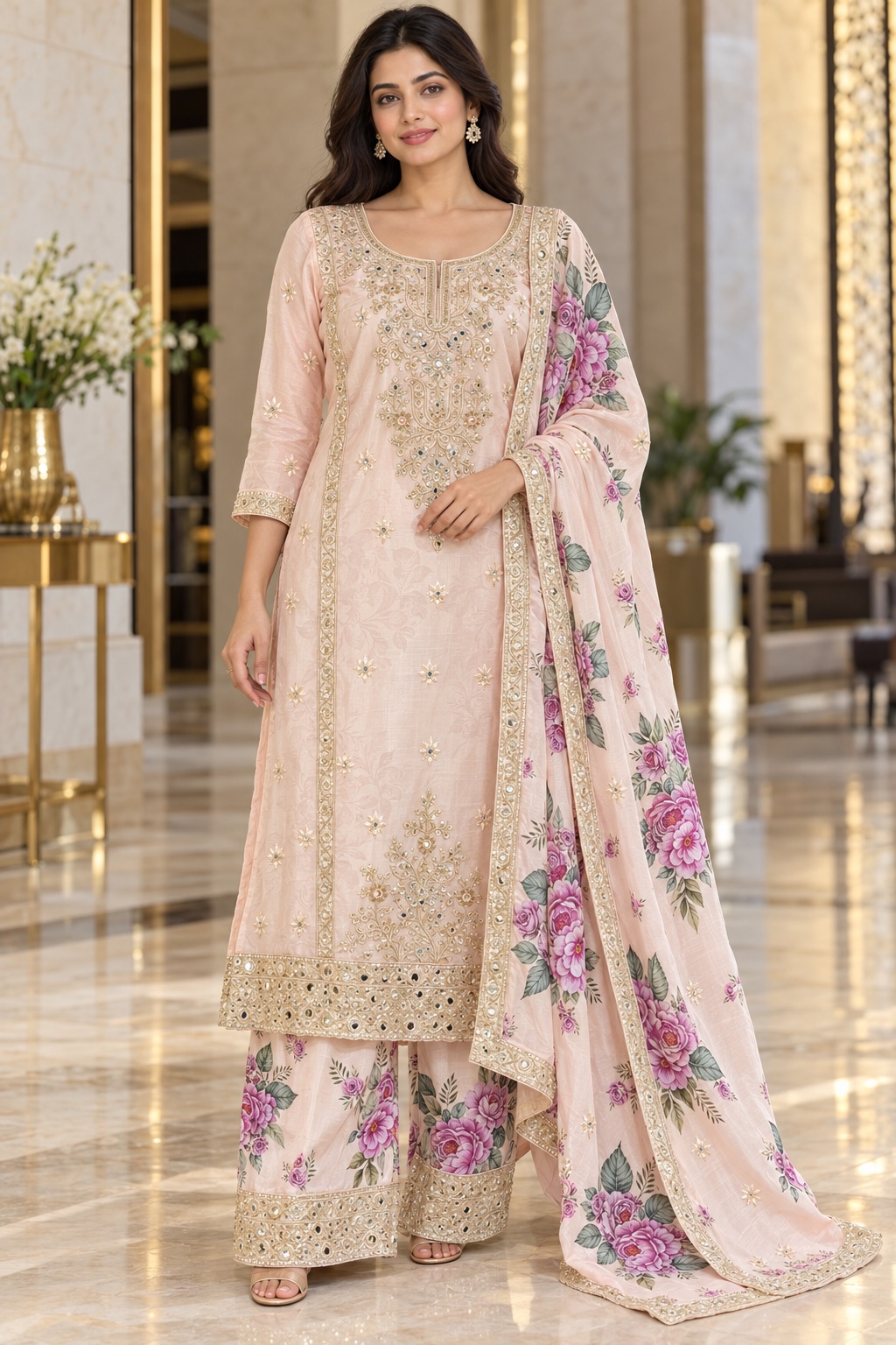 Pastel mirror worked dress