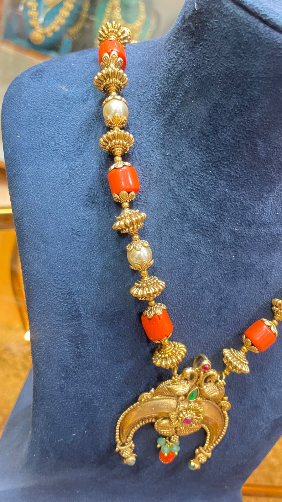 Coral and golden beads haram angle 2