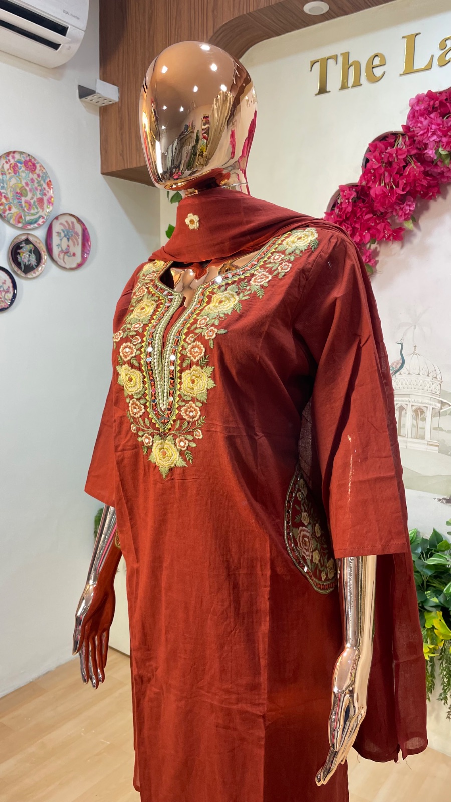 Rust Orange kurti set angle 4