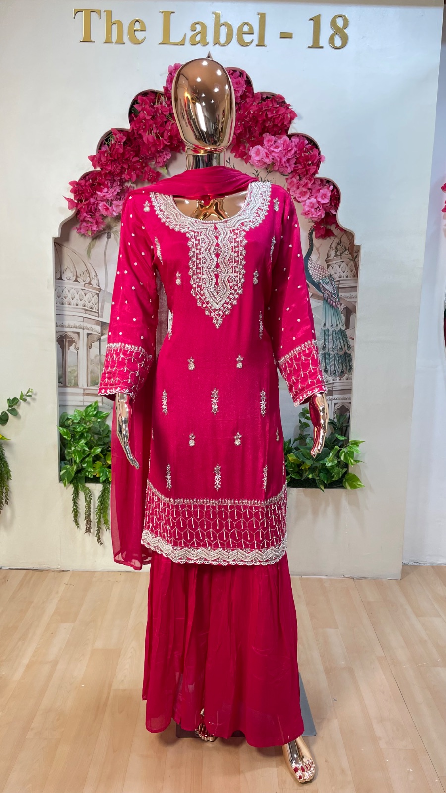 Pink worked kurti set