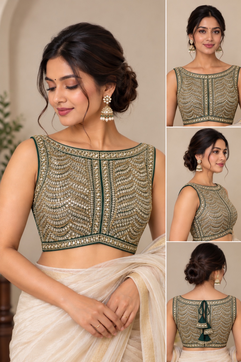 Green worked blouse