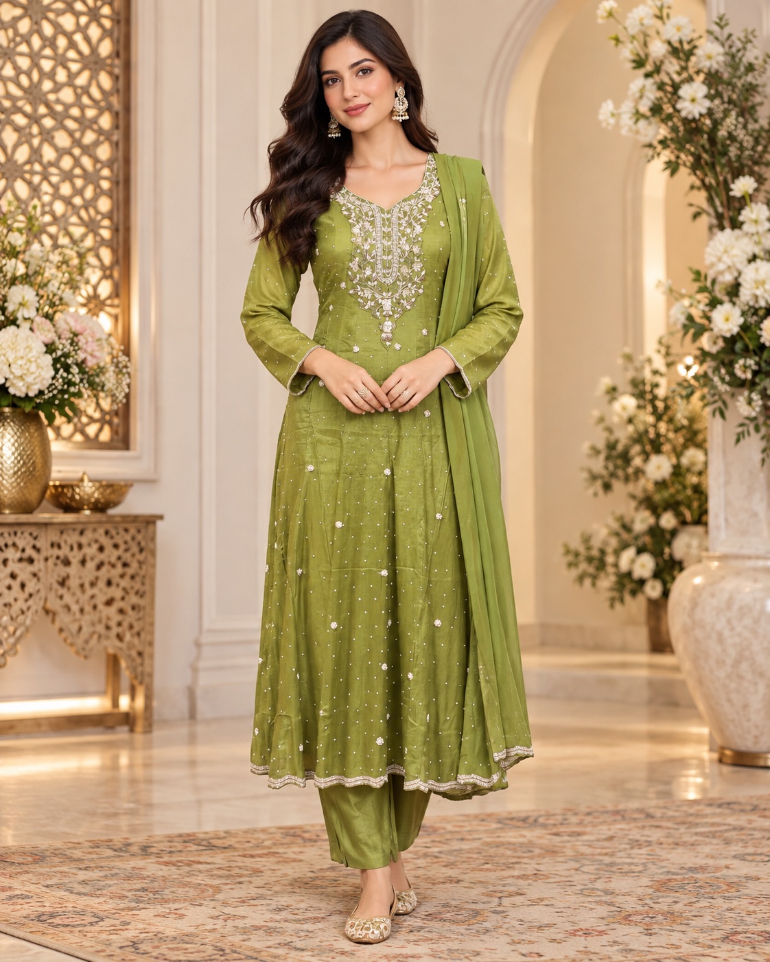 Green Anarkali dress