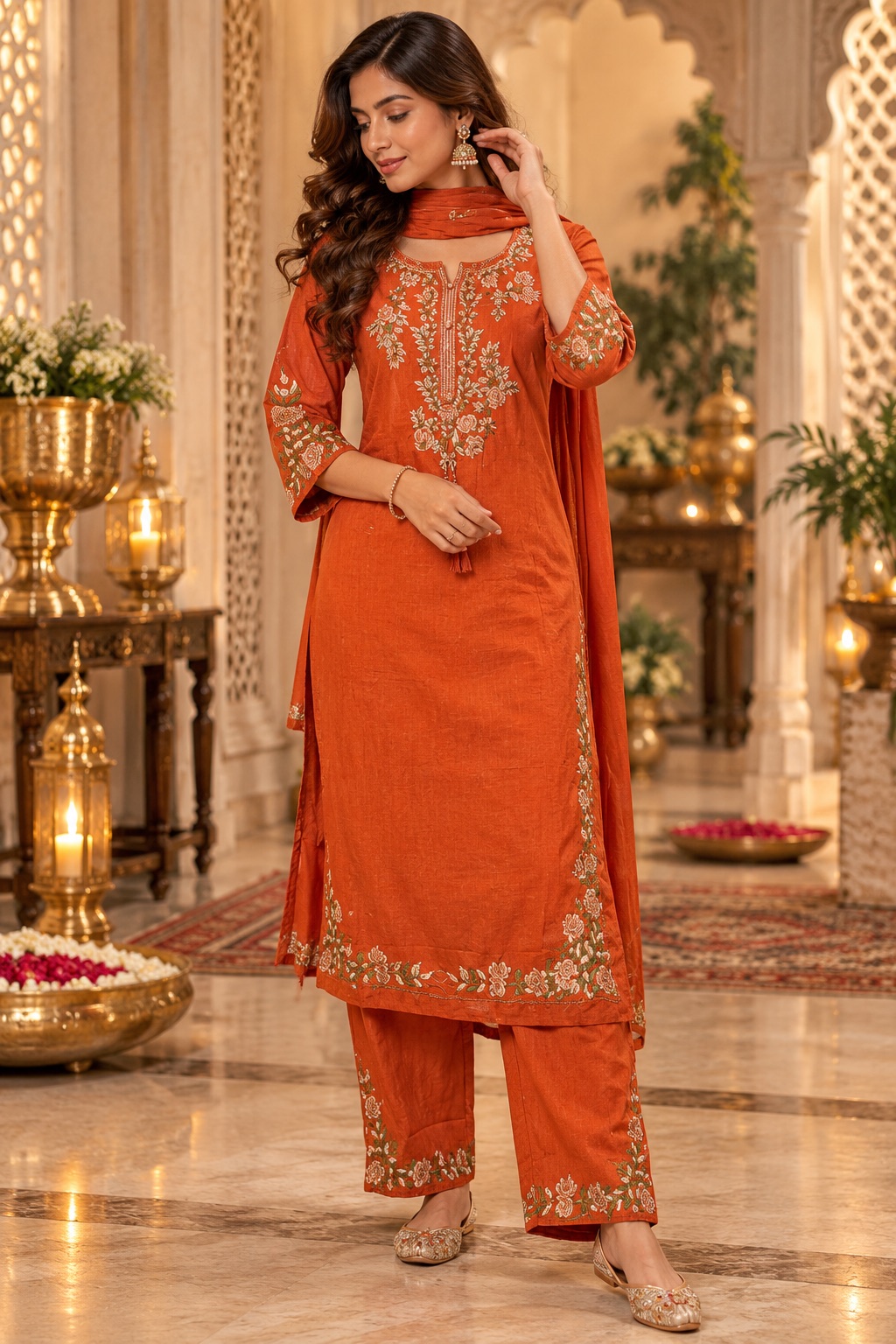 Orange kurti set