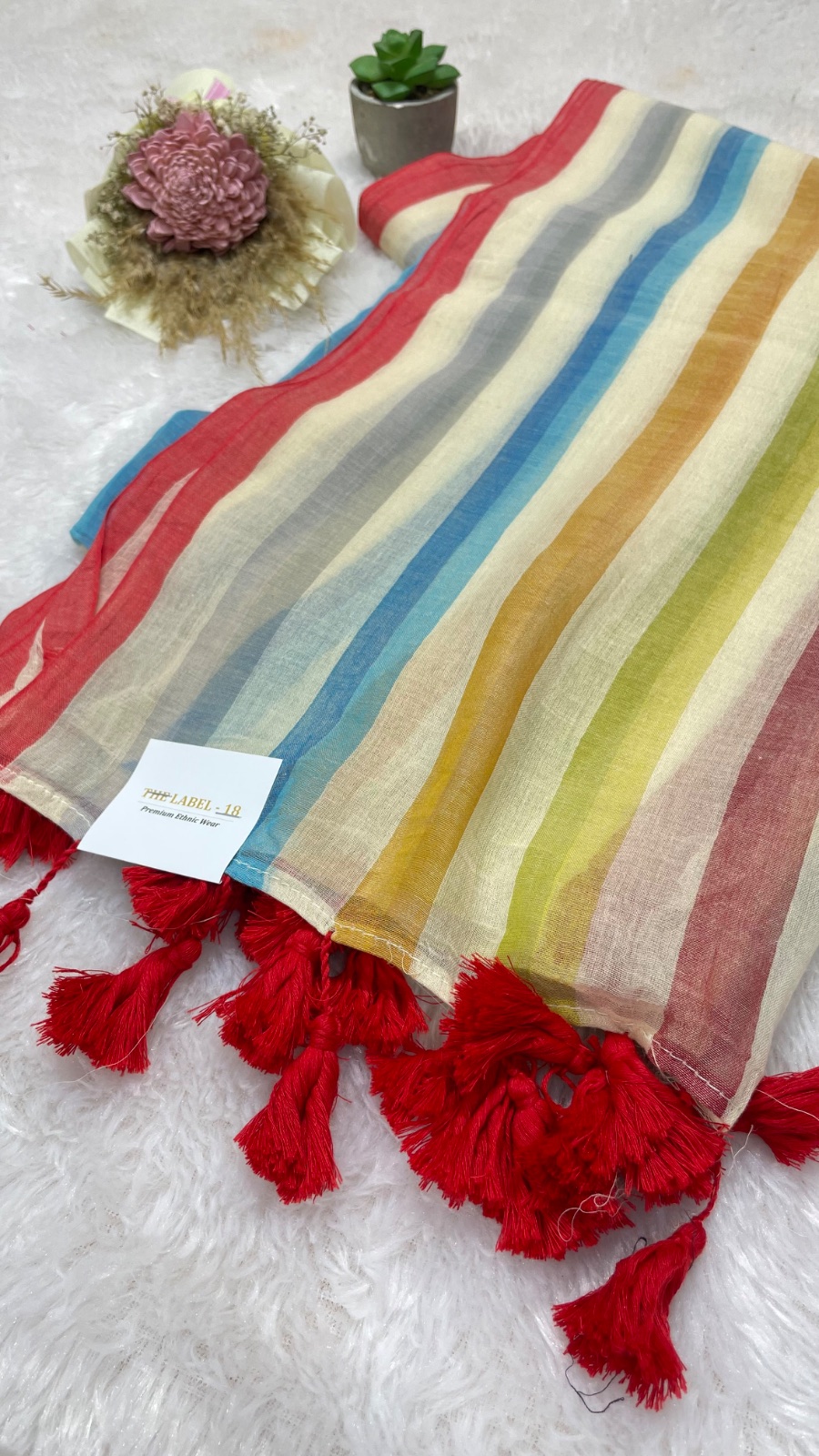 Ivory cotton saree