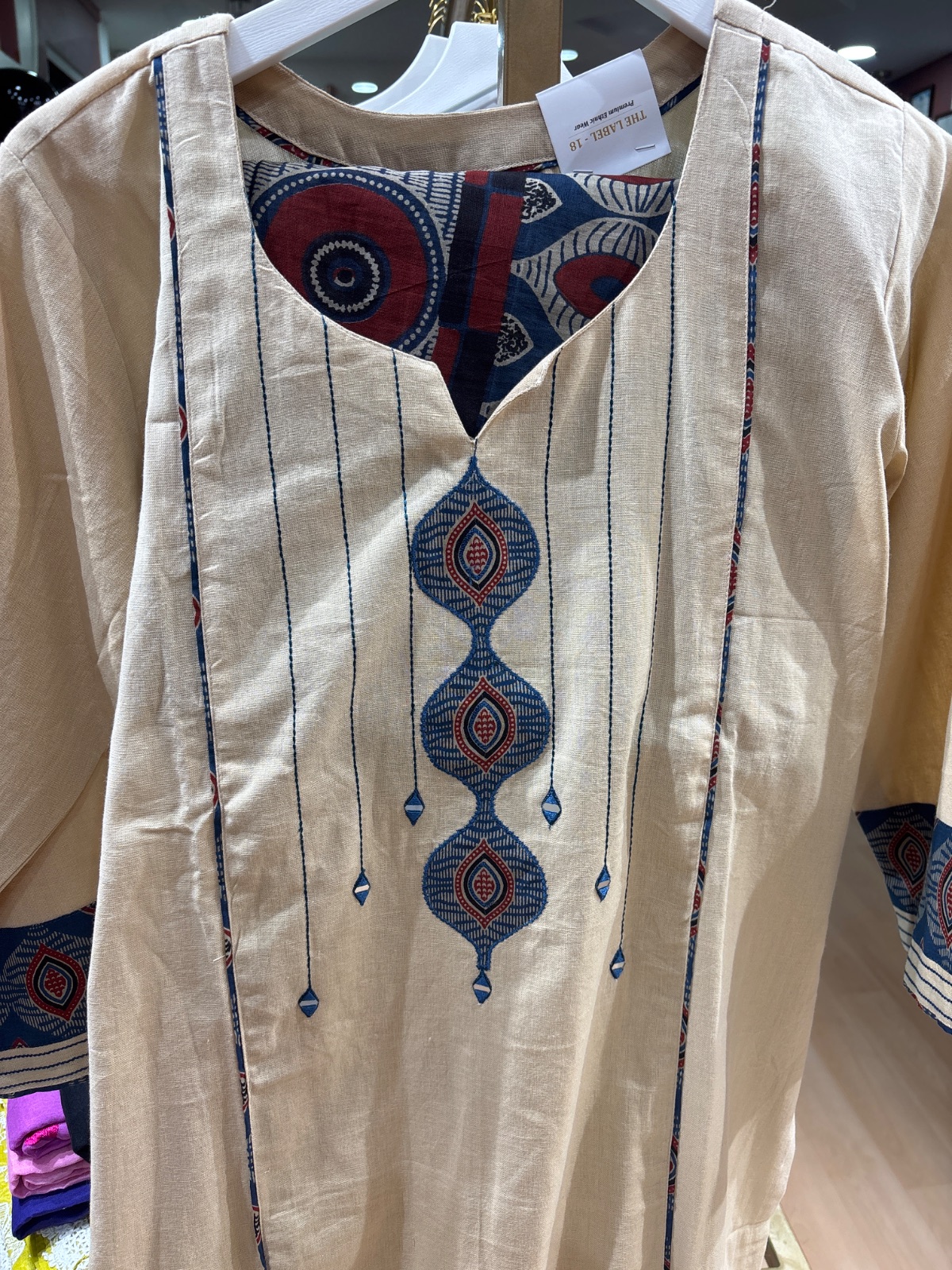 Cream Lenin dress angle 2