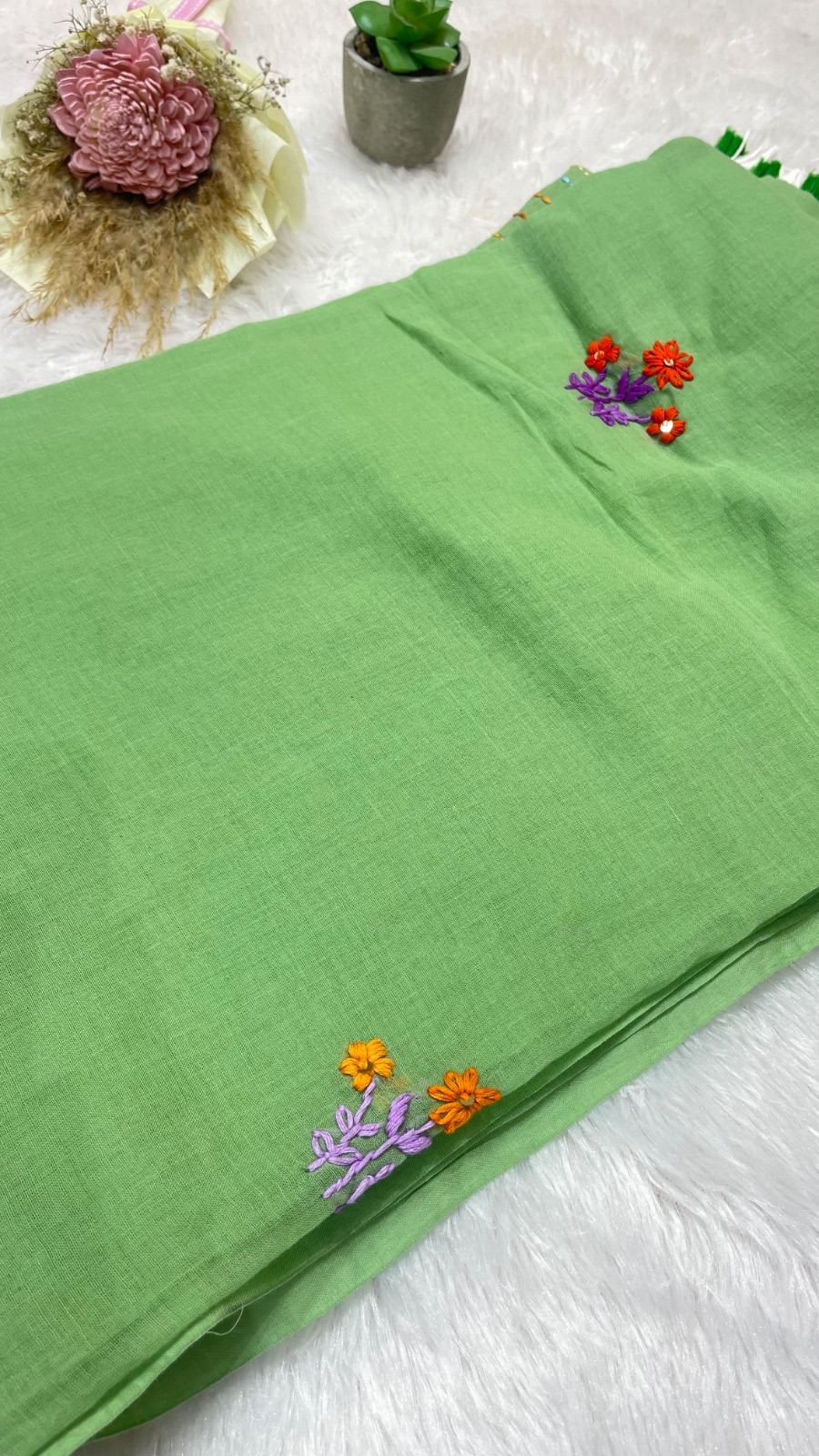 Embroidery cotton saree angle 2
