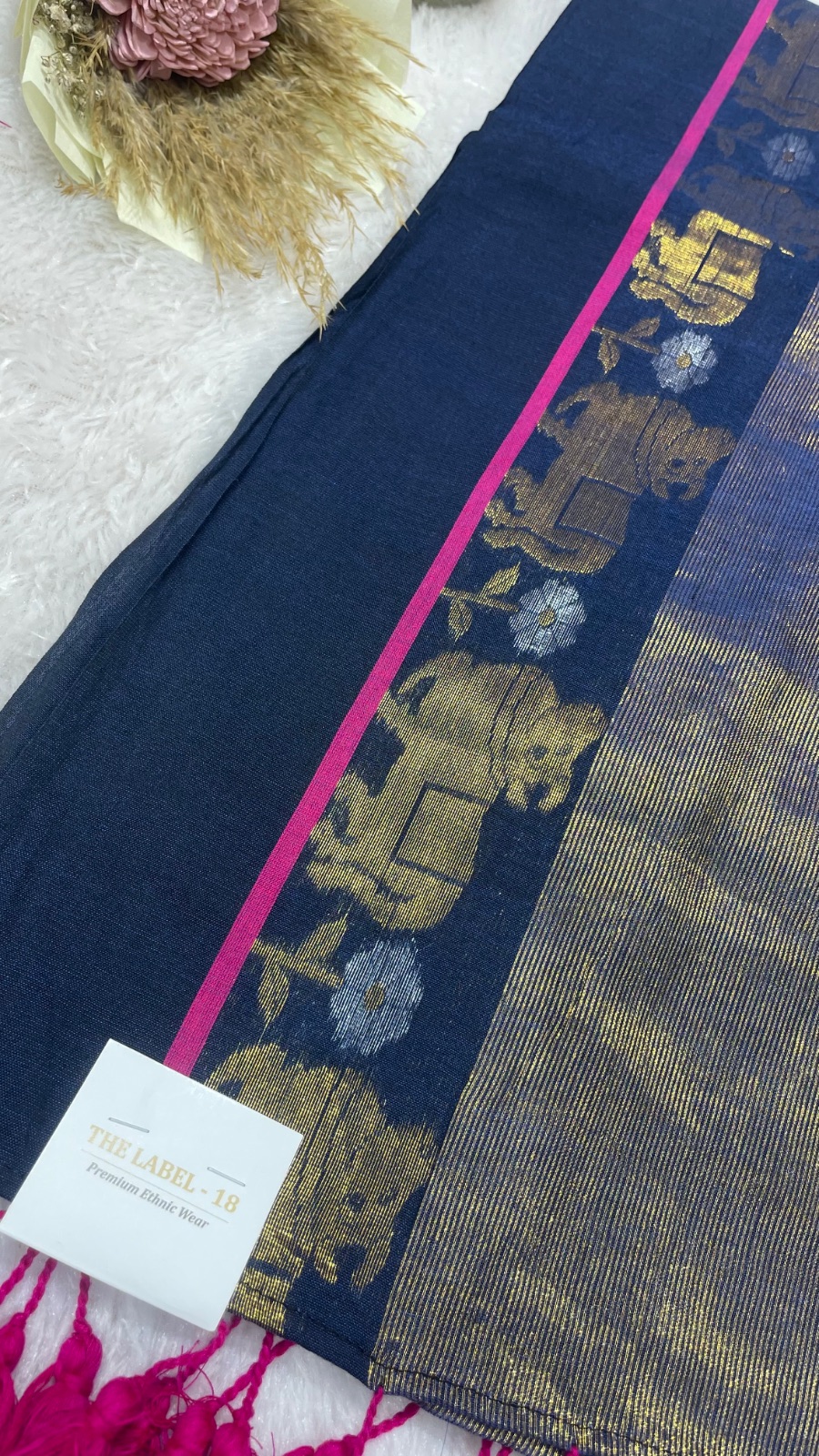Cow pattern cotton saree angle 2